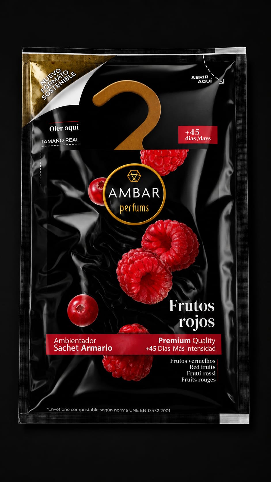 AMBAR Perfums Frutos Rojos – Zapach do Szafy i Garderoby 0% Alkoholu | Ponad 45 dni świeżości